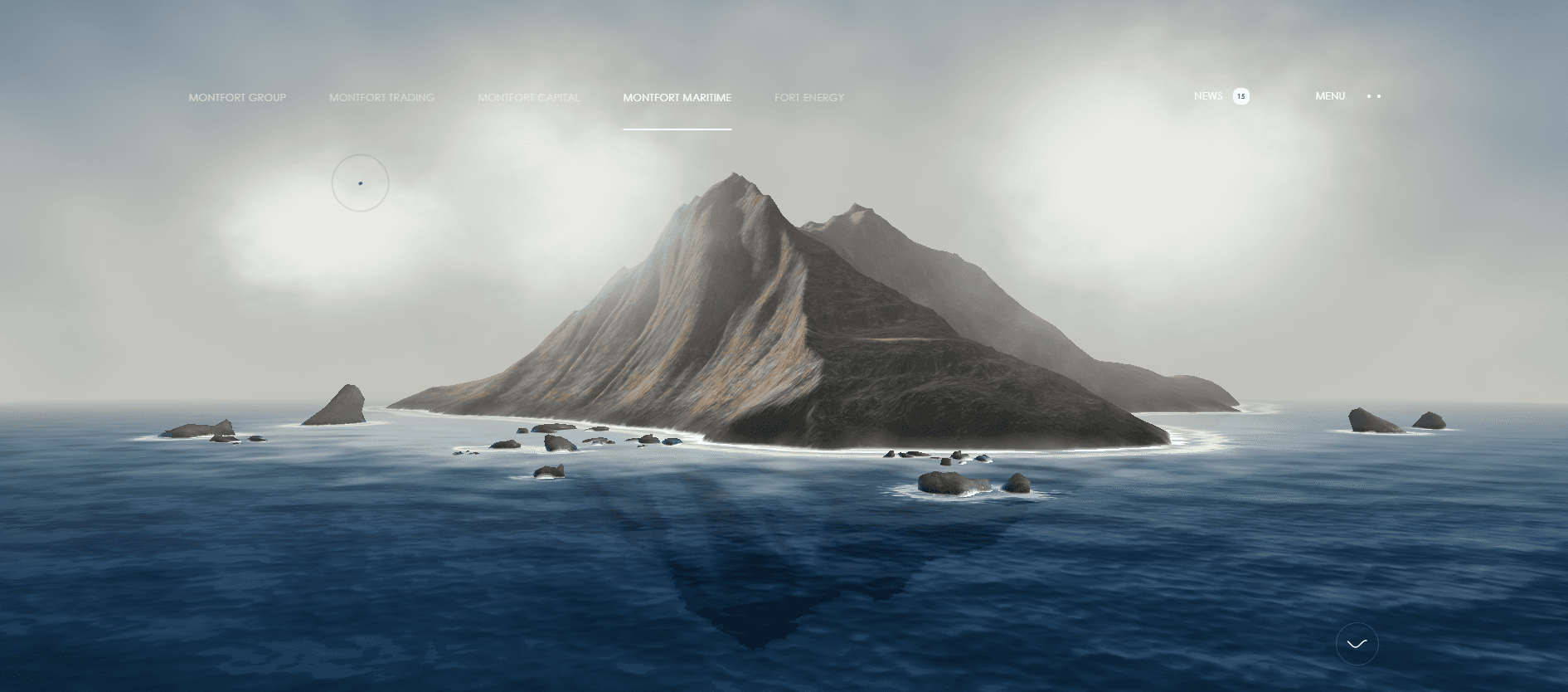 Screenshot of the mont-fort.com homepage with its cinematic, moody photography