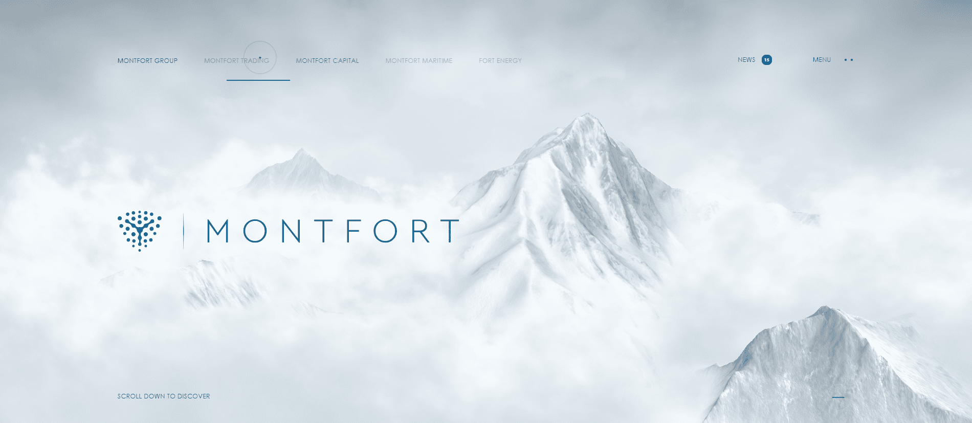 Screenshot of a scroll-triggered section on mont-fort.com with bold typography and timed reveals